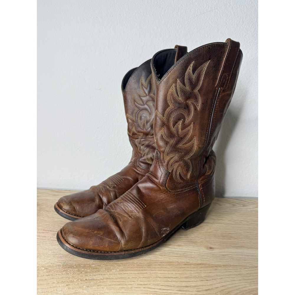 Laredo 68354 Mens Brown Leather Western Cowboy Boots Size 9.5 D Cosplay Costume
